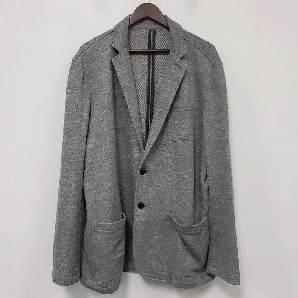 Faherty Mens Inlet Knit Blazer Jacket Size XXL Gray Two Button Pockets Collared